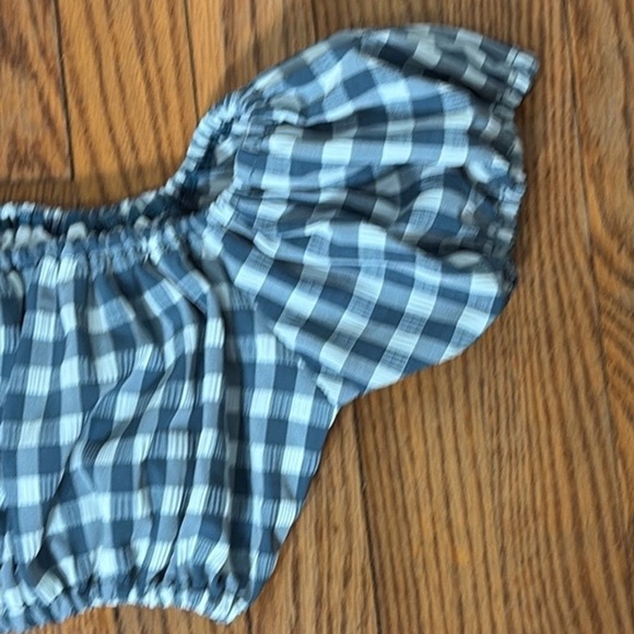 NWOT Faithfull the Brand Corsica Bikini Top Swimsuit‎ Gingham Blue  M - Picture 4 of 6